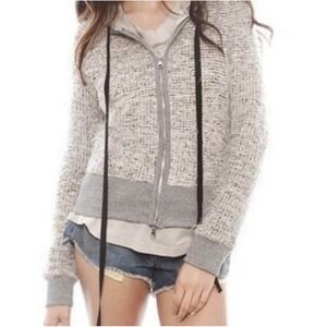 Calvin Rucker Pink Textured Sweater Zip-Up Eyelash Knit Metallic Shag Hoodie - M